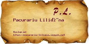 Pacurariu Liliána névjegykártya
